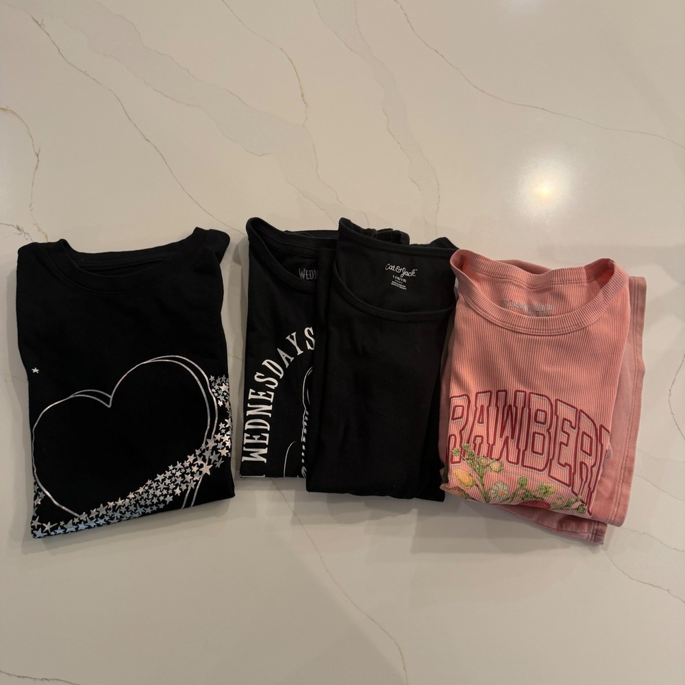 Girls Black Tops‎ Bundle Wednesday Addams Graphic Tee Cat & Jack Tank 5pc